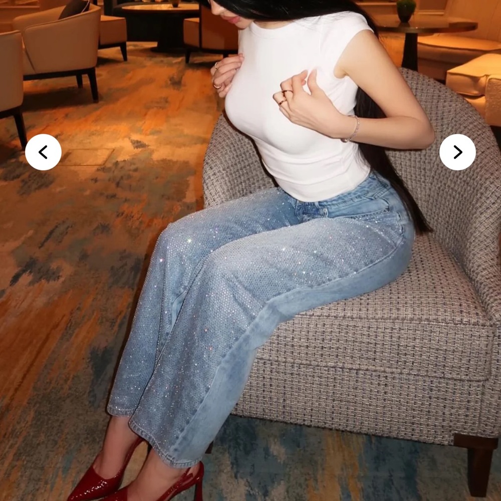 Fashion Nova Blue Flare Wide Leg Jeans
